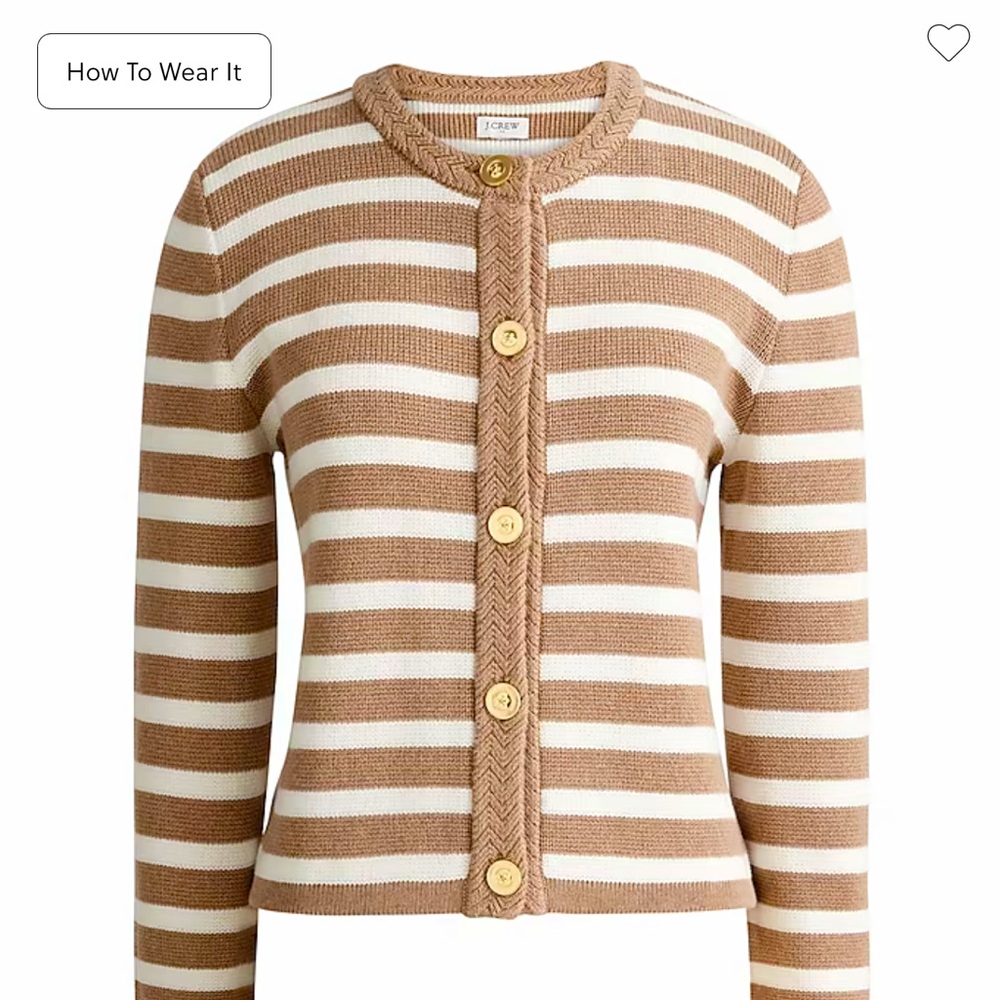 J. Crew Striped cotton lady jacket cardigan sweater Size L